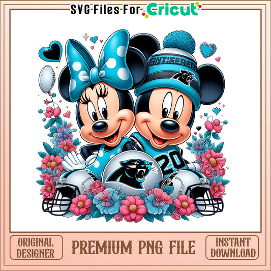 Mickey Minnie flower Panthers png, Carolina Panthers png, NFL png