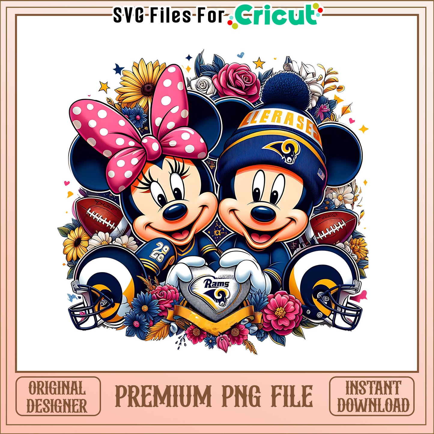 Mickey Minnie flower Rams png, Los Angeles Rams png, NFL png