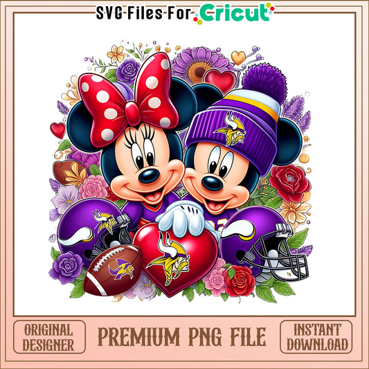 Mickey Minnie flower Vikings png, Minnesota Vikings png, NFL png