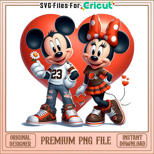 Mickey Minnie heart Browns png, Cleveland Browns png, NFL png