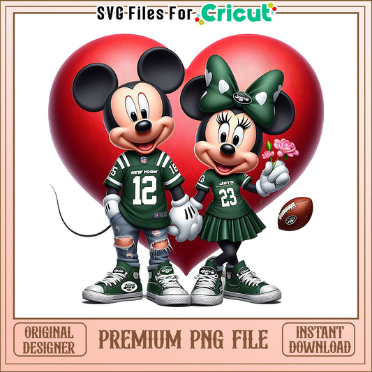Mickey Minnie heart Jets spng, New York Jets png, NFL png