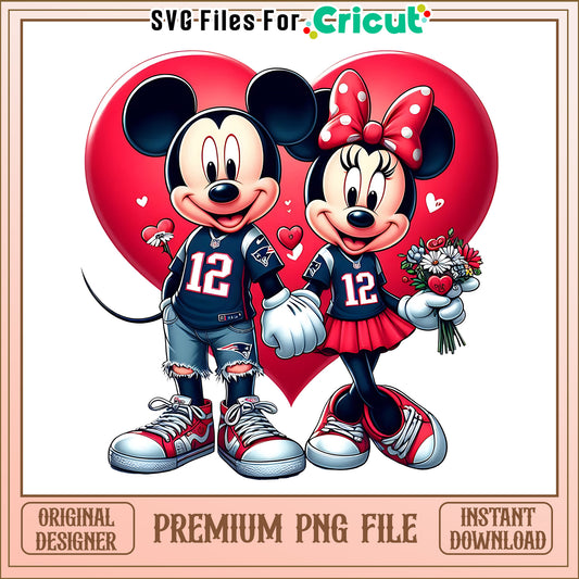 Mickey Minnie heart Patriots spng, New England Patriots png, NFL png