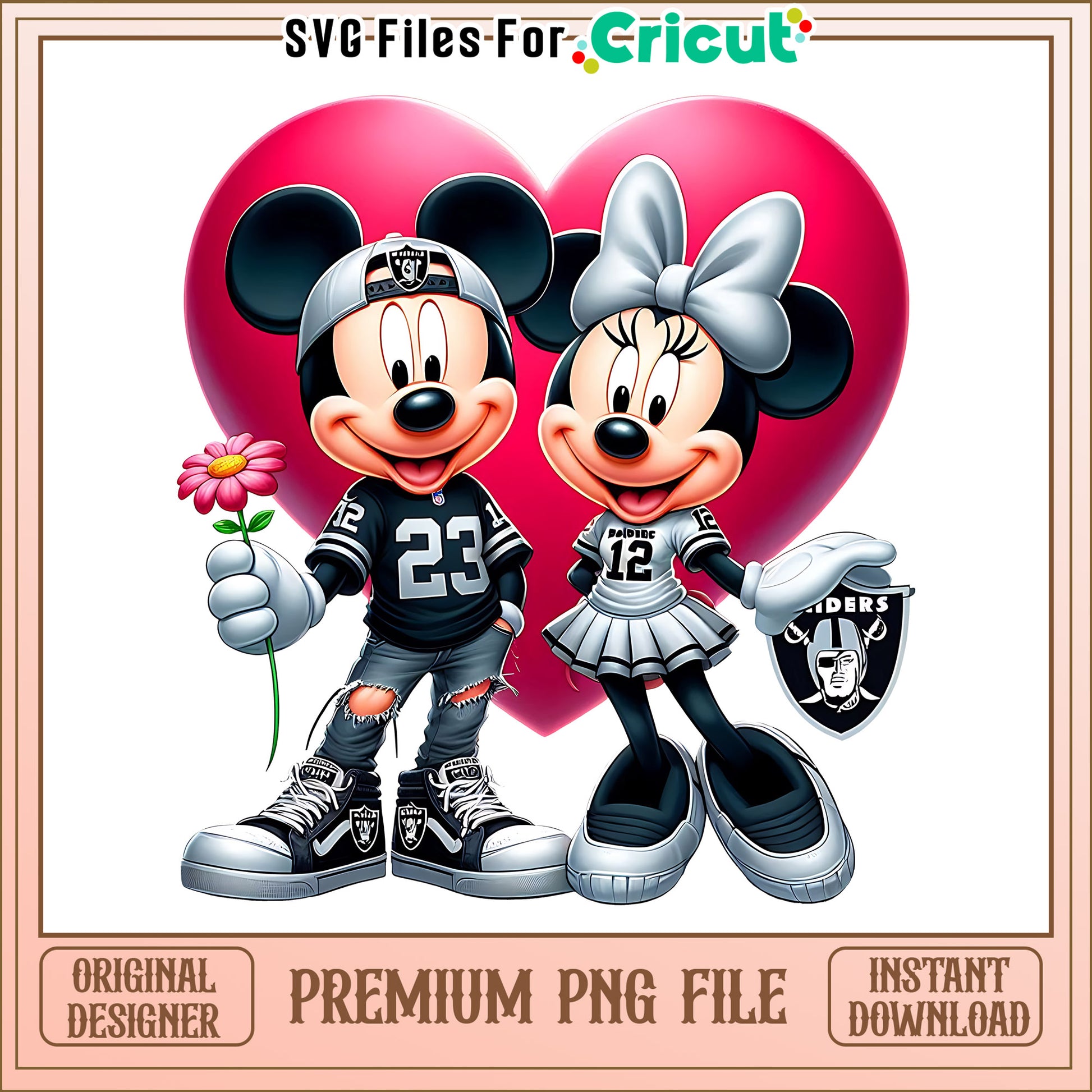 Mickey Minnie heart Raiders spng, Las Vegas Raiders png, NFL png