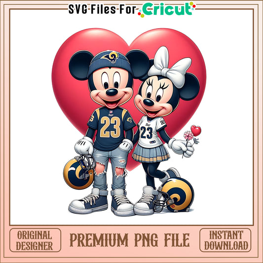 Mickey Minnie heart Rams png, Los Angeles Rams png, NFL png