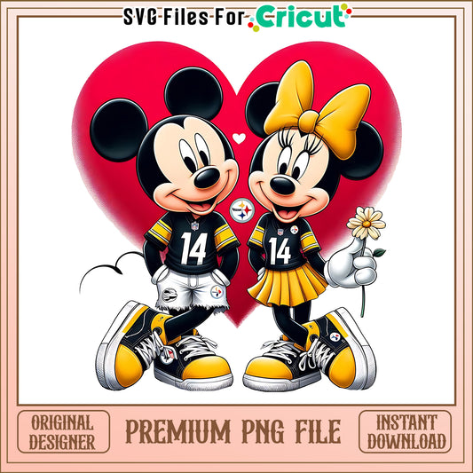 Mickey Minnie heart Steelers png, Pittsburgh Steelers png, NFL png