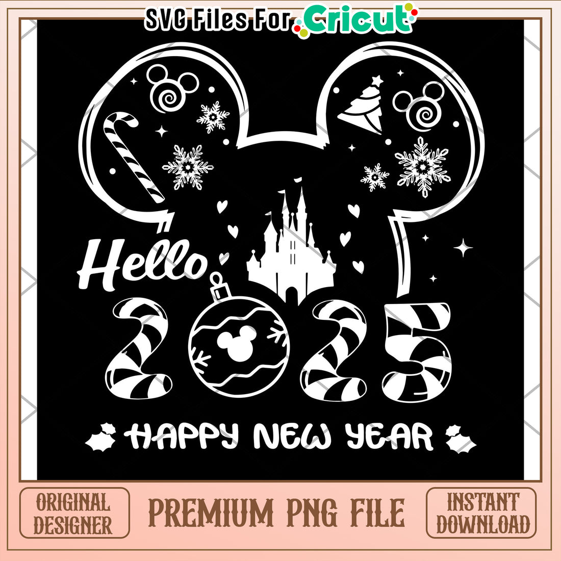 Mickey Mouse 2025 Happy New Year PNG – svg files for cricut