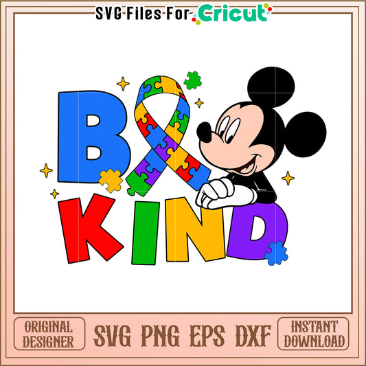 Mickey Mouse Be Kind Autism SVG Design