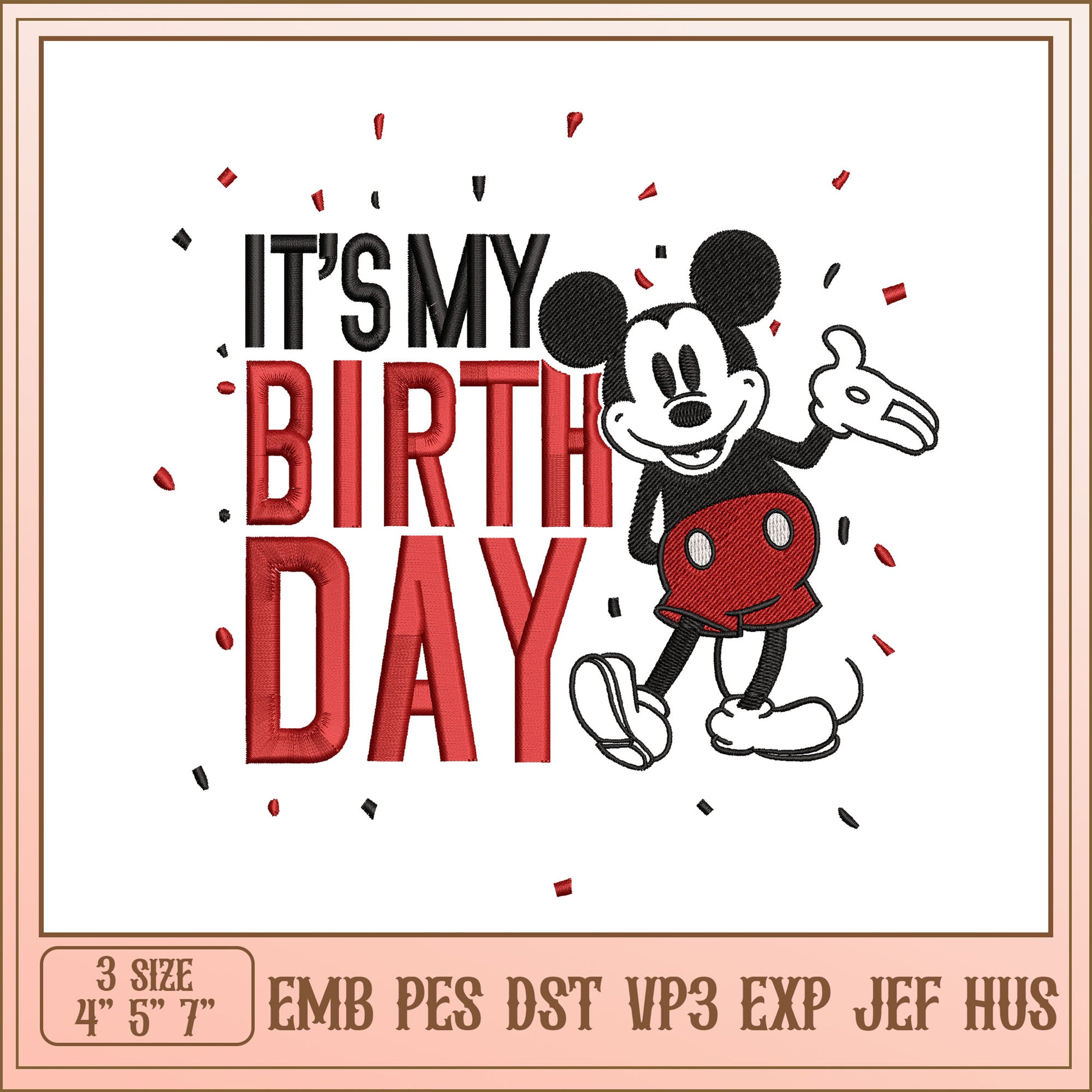 Mickey Mouse Birthday Embroidery Design