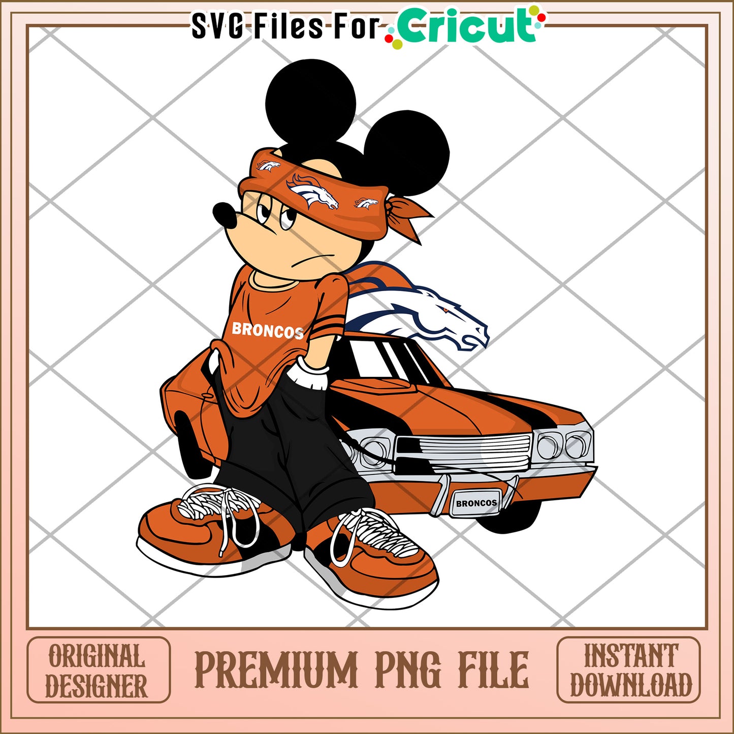 Mickey Mouse Broncos PNG File for Cricut, Instant Download Design