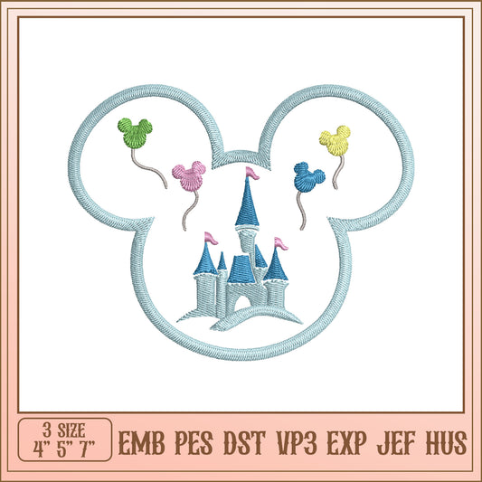 Mickey Mouse Castle Embroidery Design