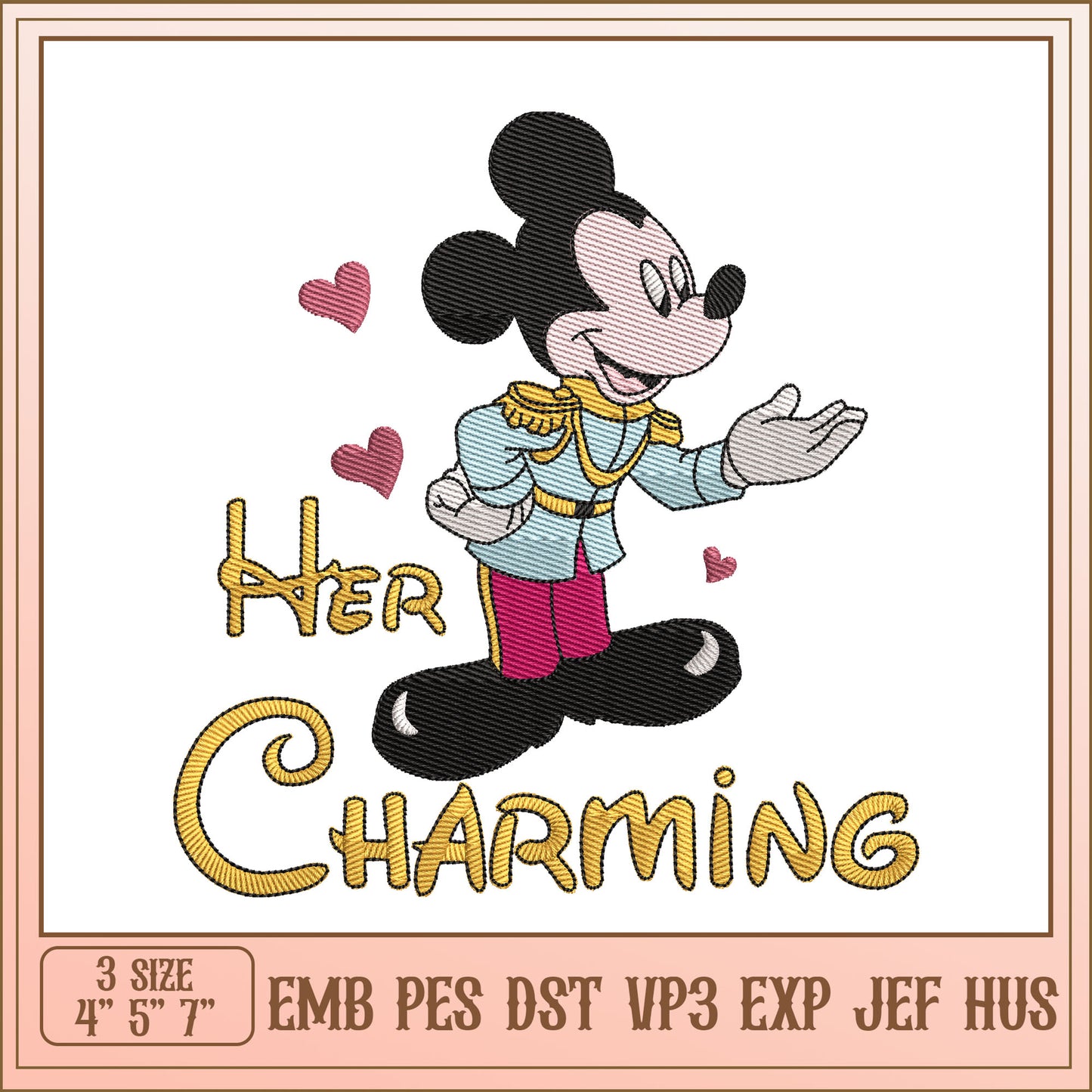 Mickey Mouse Charming Embroidery Design