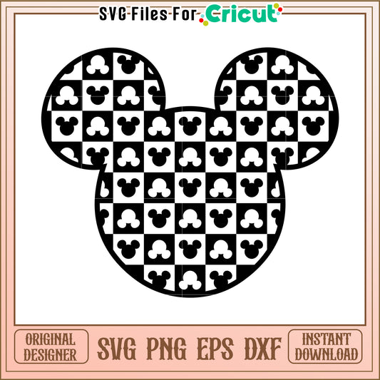 Mickey Mouse Checkered SVG Design