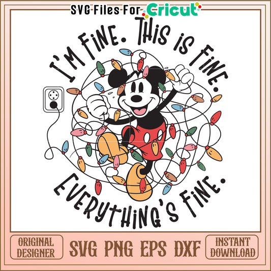 Mickey Mouse Christmas Lights SVG Design