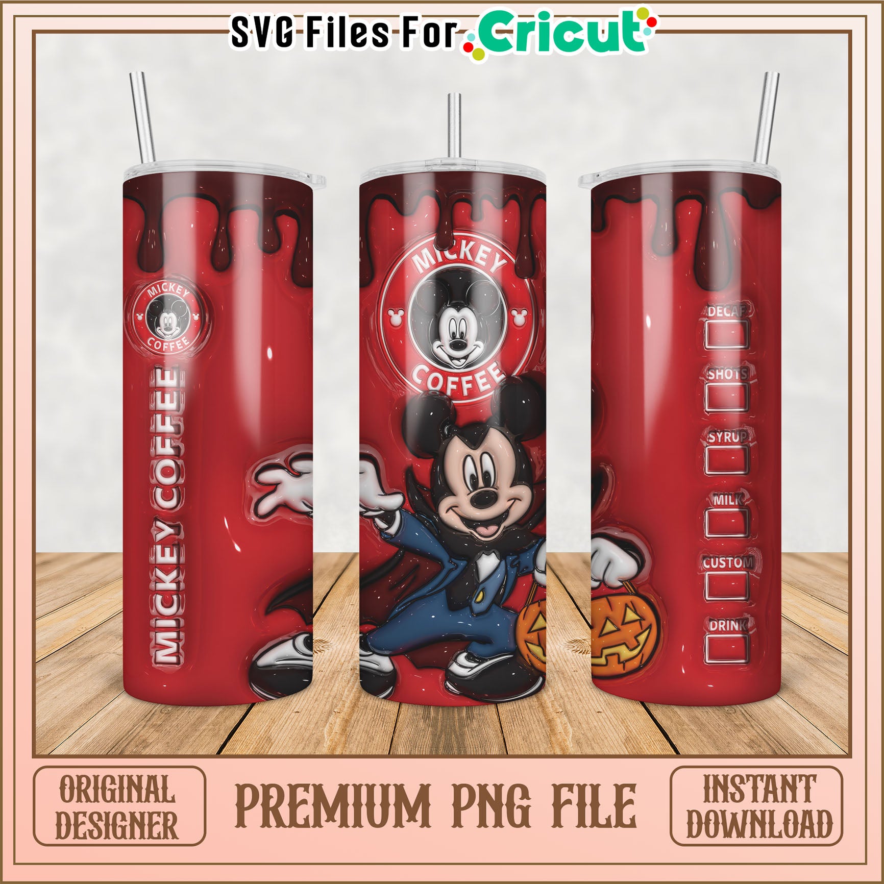 Mickey Mouse Coffee Tumbler PNG Design