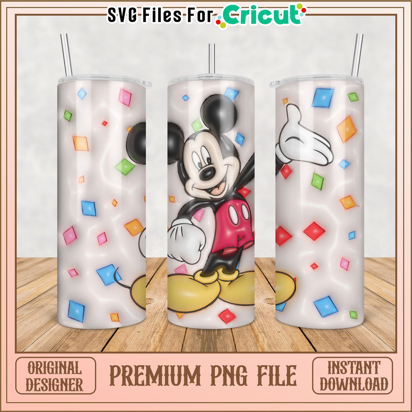 Mickey Mouse Confetti PNG Tumbler