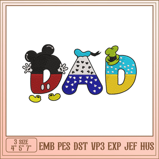 Mickey Mouse Dad Embroidery Design
