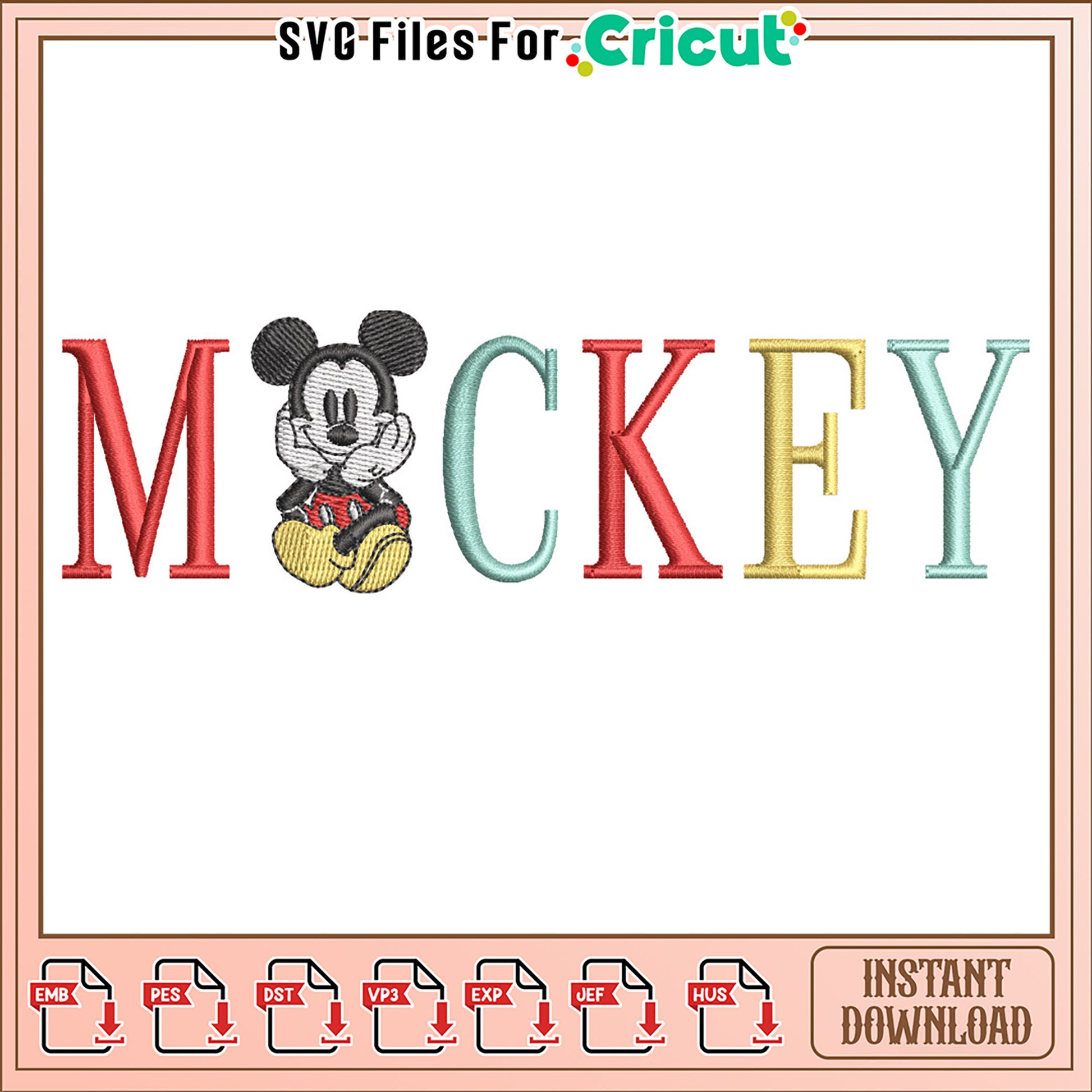 Mickey Mouse Embroidery Design - Instant Download