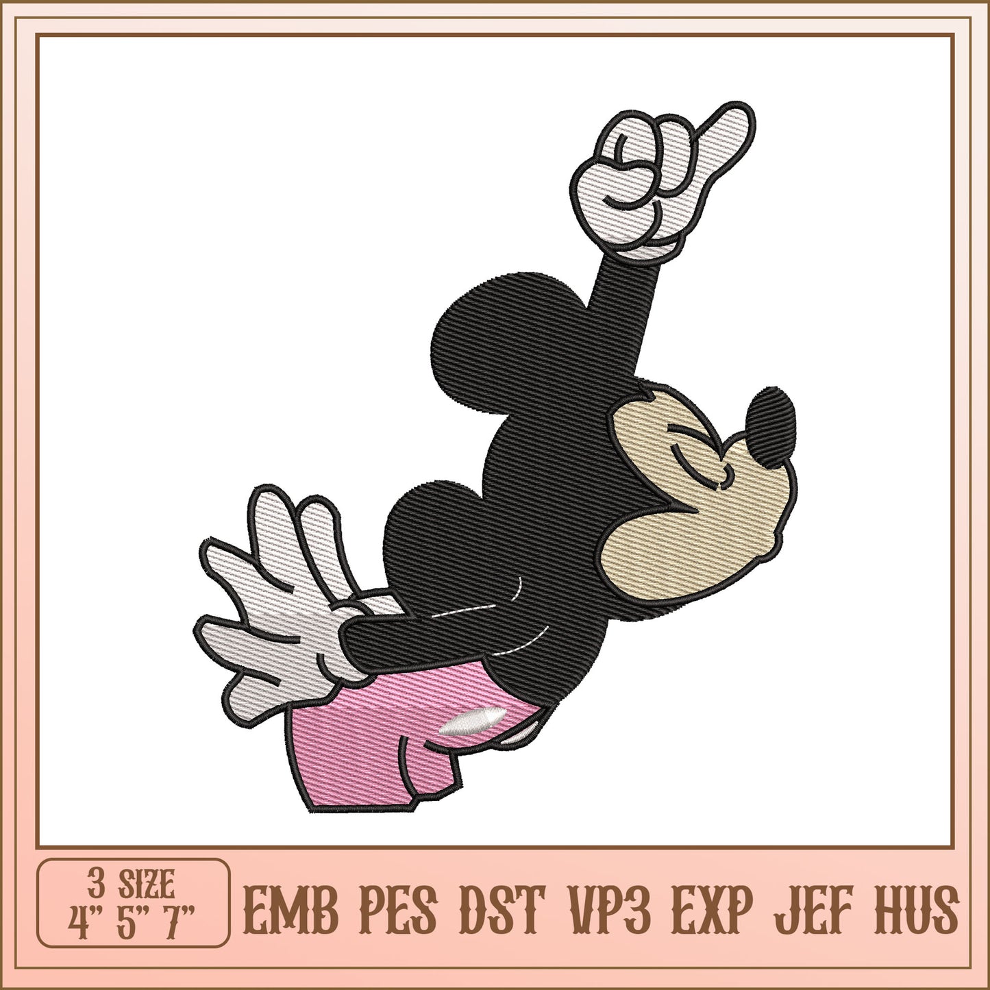 Mickey Mouse Embroidery Design 4x7 Inch