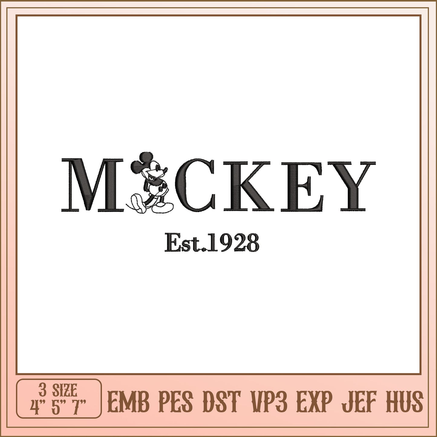 Mickey Mouse Embroidery Design Est 1928 for Creative Projects