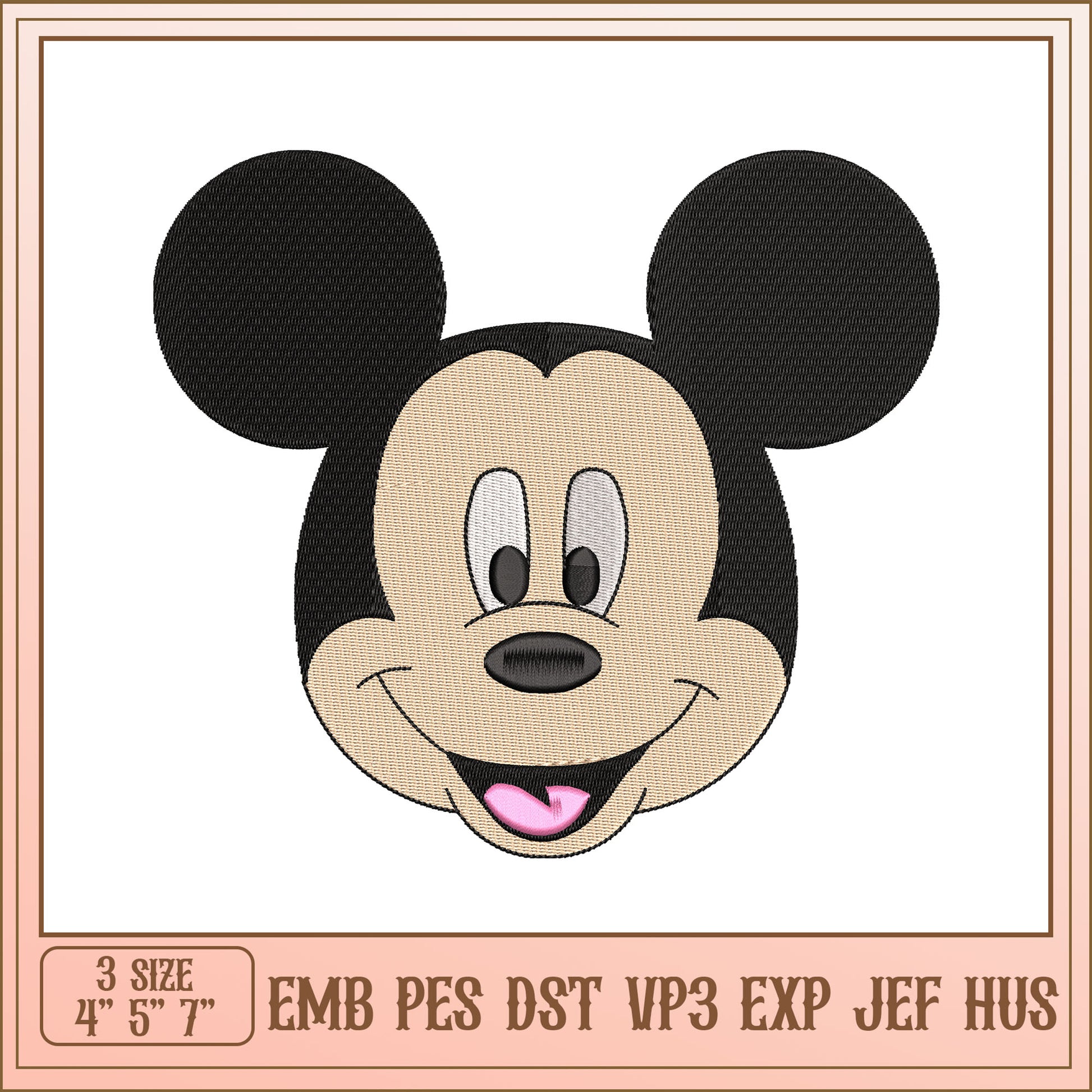 Mickey Mouse Embroidery Design Format for All Machines 4 5 7 Inch