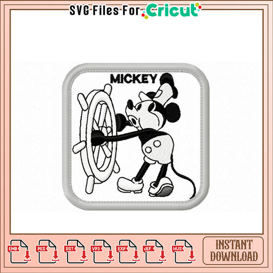 Mickey Mouse Embroidery Design Instant Download Art