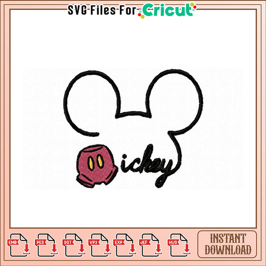 “Mickey Mouse Embroidery Design Instant Download File”