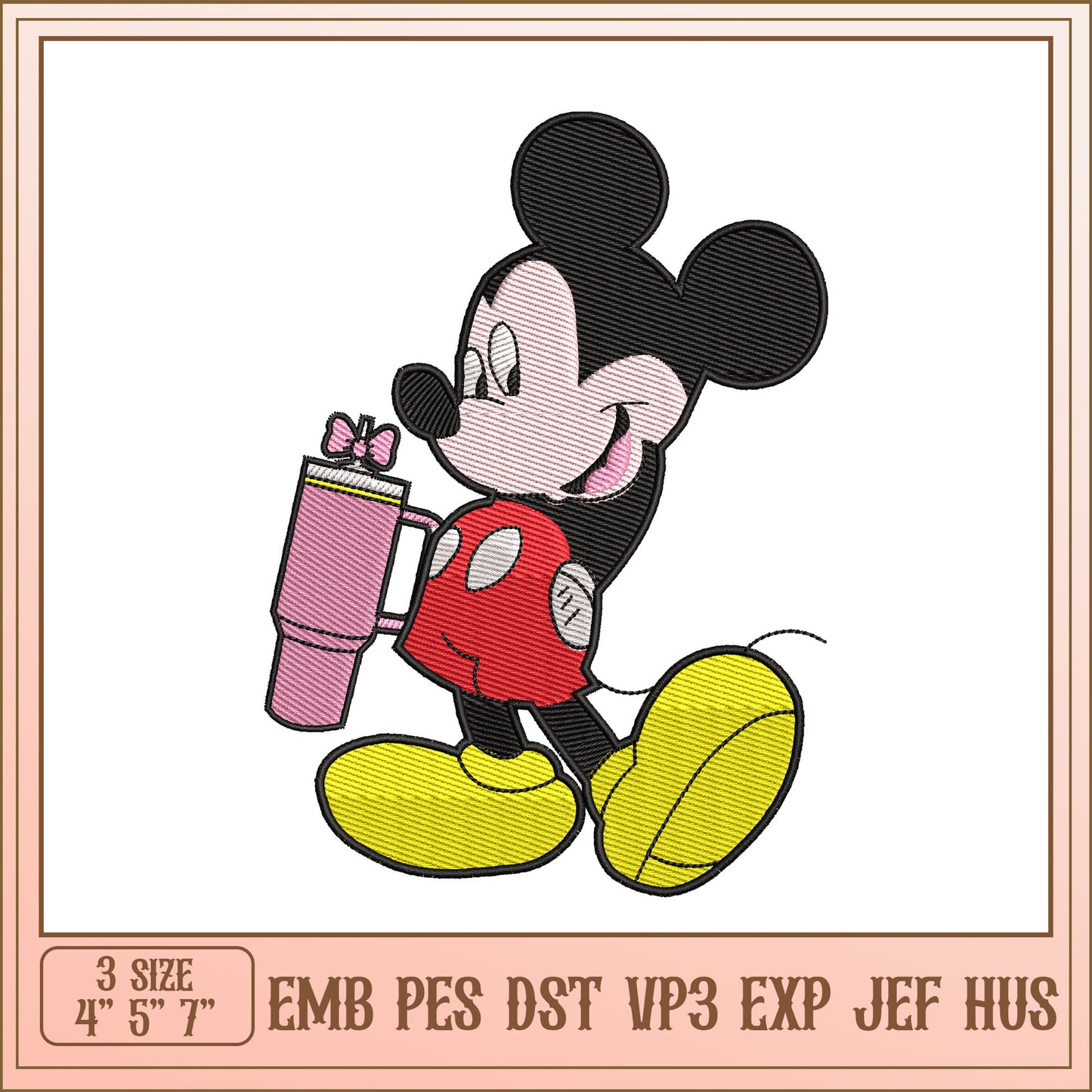 Mickey Mouse Embroidery Design Three Sizes Available 4 5 7 Inches