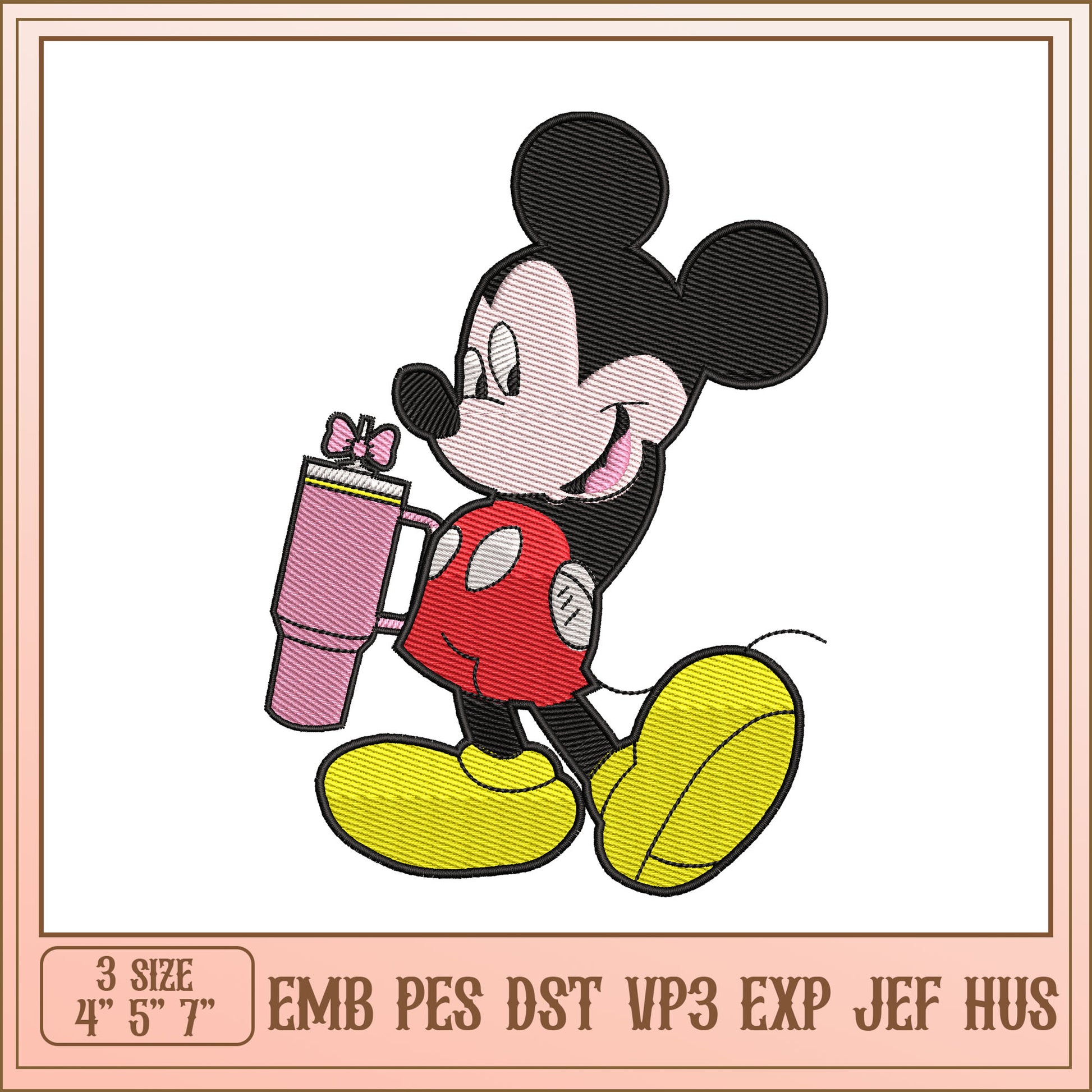 Mickey Mouse Embroidery Design Three Sizes Available 4 5 7 Inches