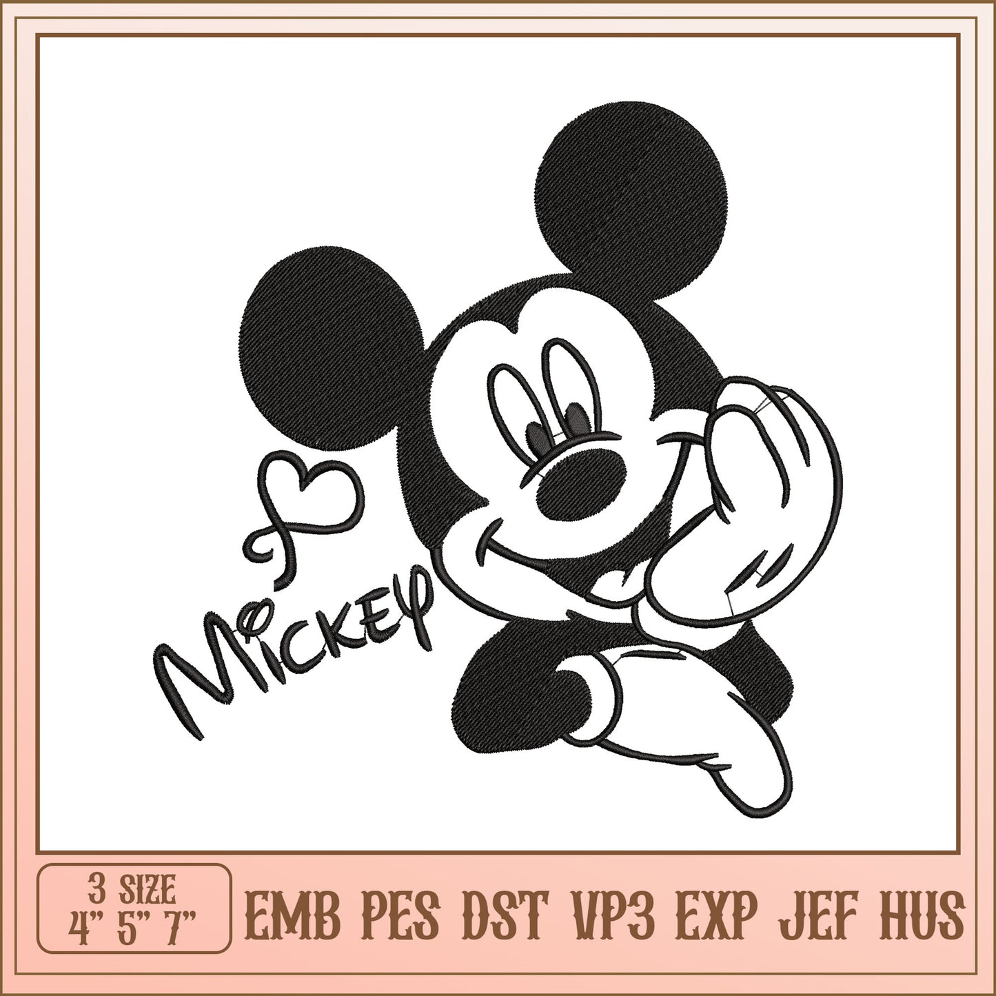 Mickey Mouse Embroidery Design for All Machine Formats 4 to 7 Inch