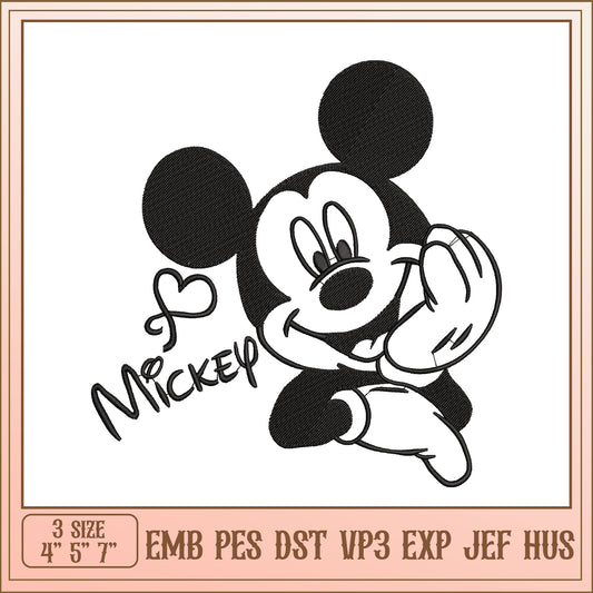 Mickey Mouse Embroidery Design for All Machine Formats 4 to 7 Inch