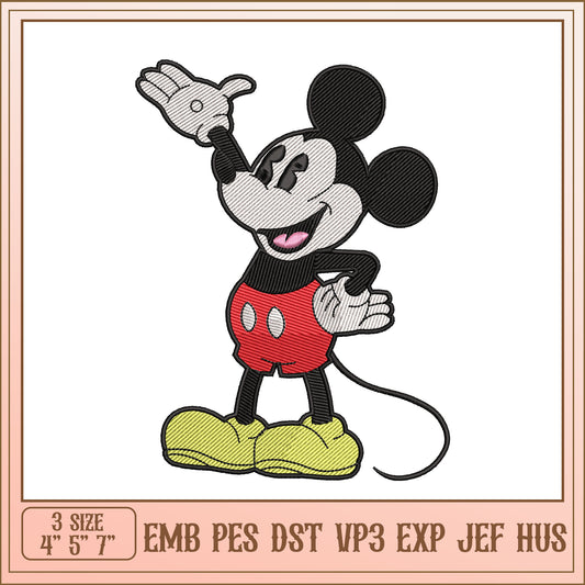 Mickey Mouse Embroidery Design for Fun Projects in Three Sizes