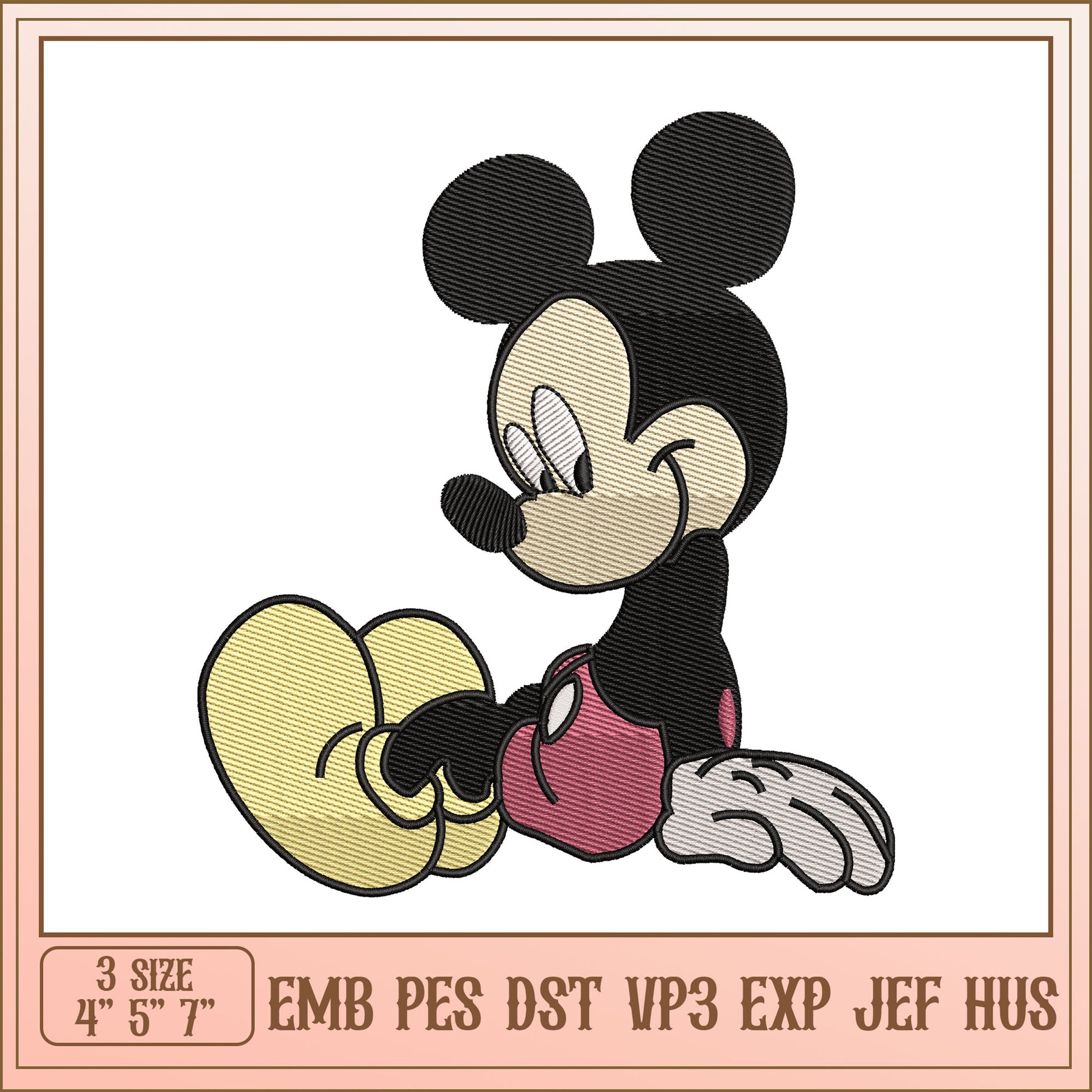 Mickey Mouse Embroidery Design in Multiple Sizes and Formats