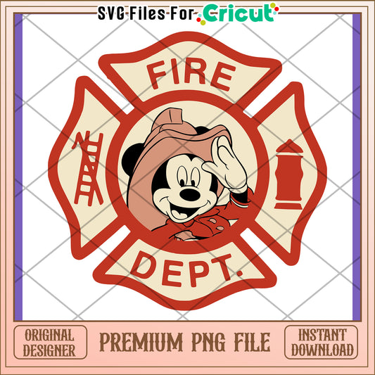 Mickey Mouse Firefighter PNG Design