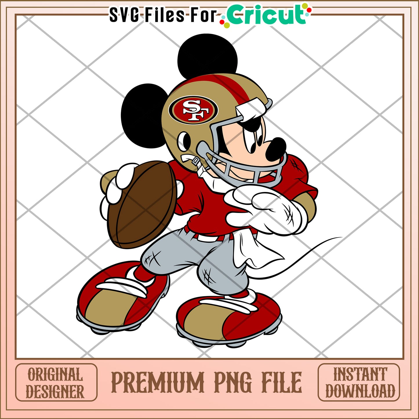 Mickey Mouse Football PNG Design for Cricut, Instant Download Available