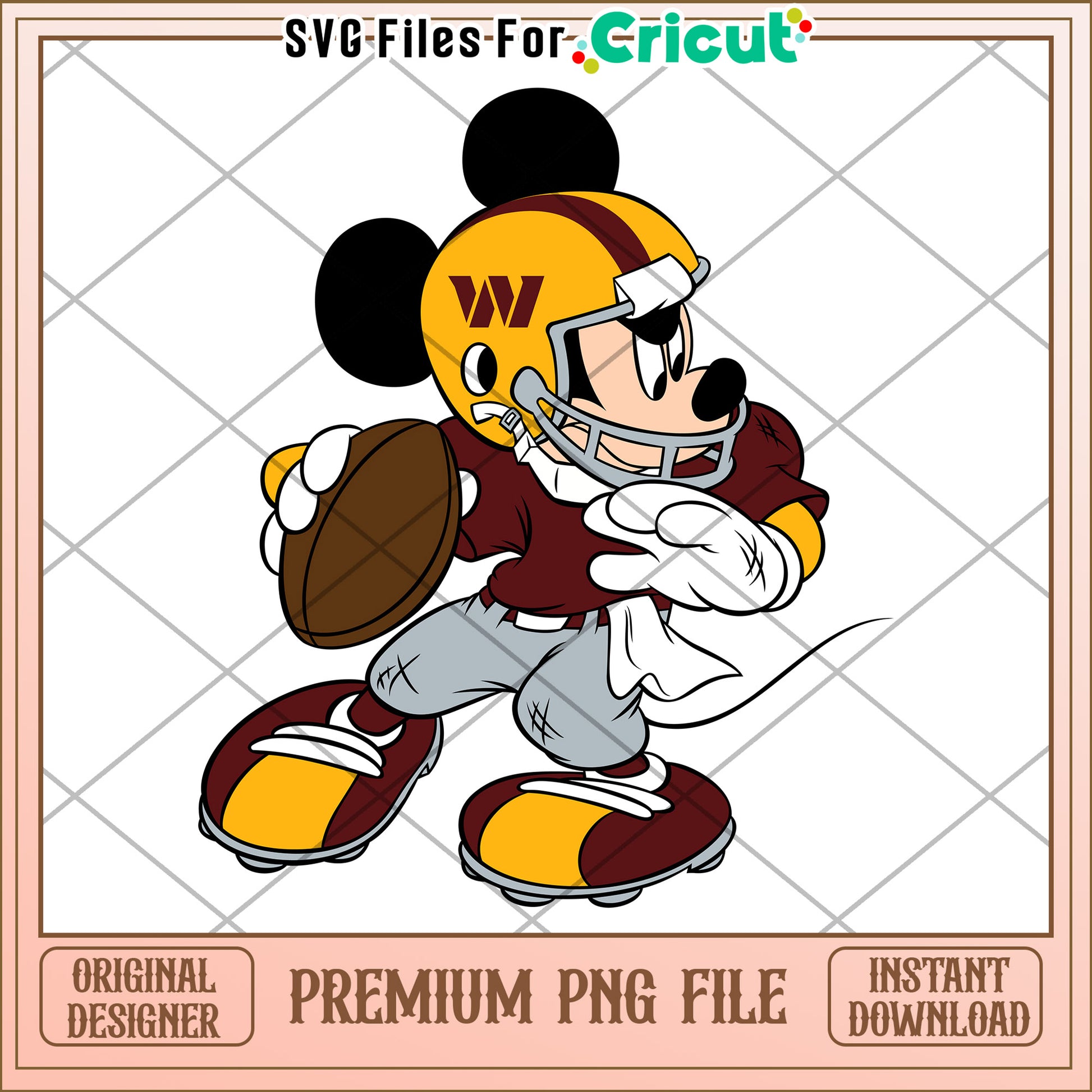 Mickey Mouse Football Player PNG File, Perfect for Cricut Projects