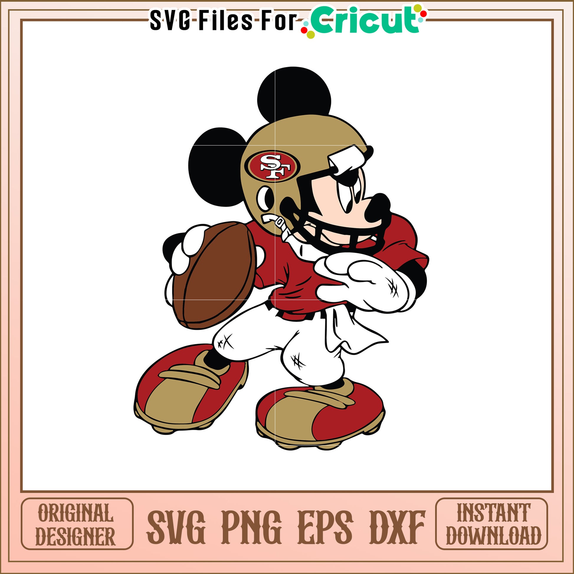 Mickey Mouse Football Player SVG Design Art Clip