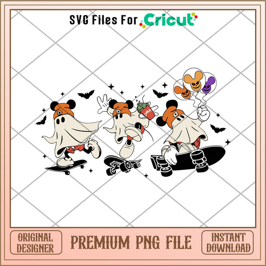 Mickey Mouse Ghost Skateboarding png, Disney characters png, Digital Download