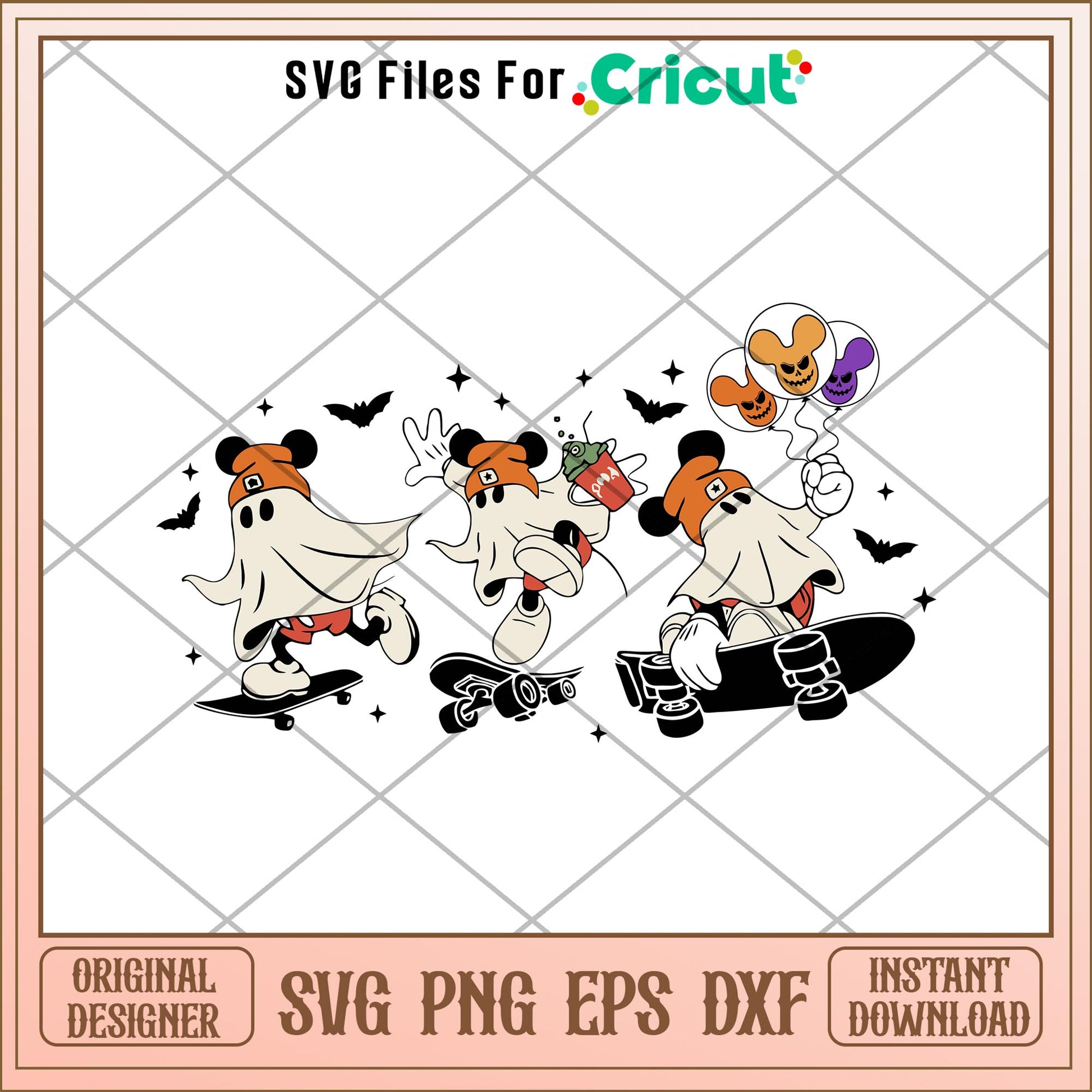 Mickey Mouse Ghost Skateboarding svg, Disney characters svg, Digital Download