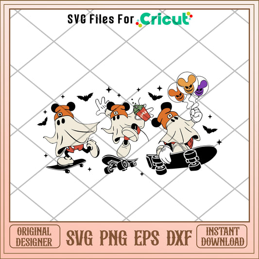 Mickey Mouse Ghost Skateboarding svg, Disney characters svg, Digital Download