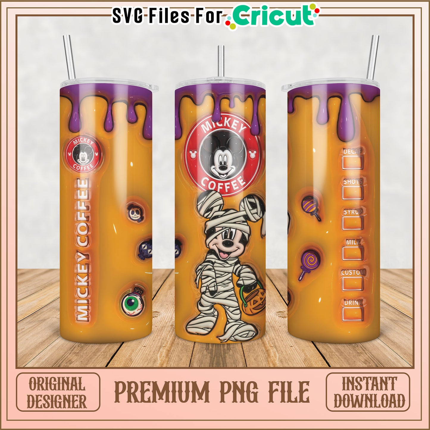 Mickey Mouse Halloween Tumbler PNG Design