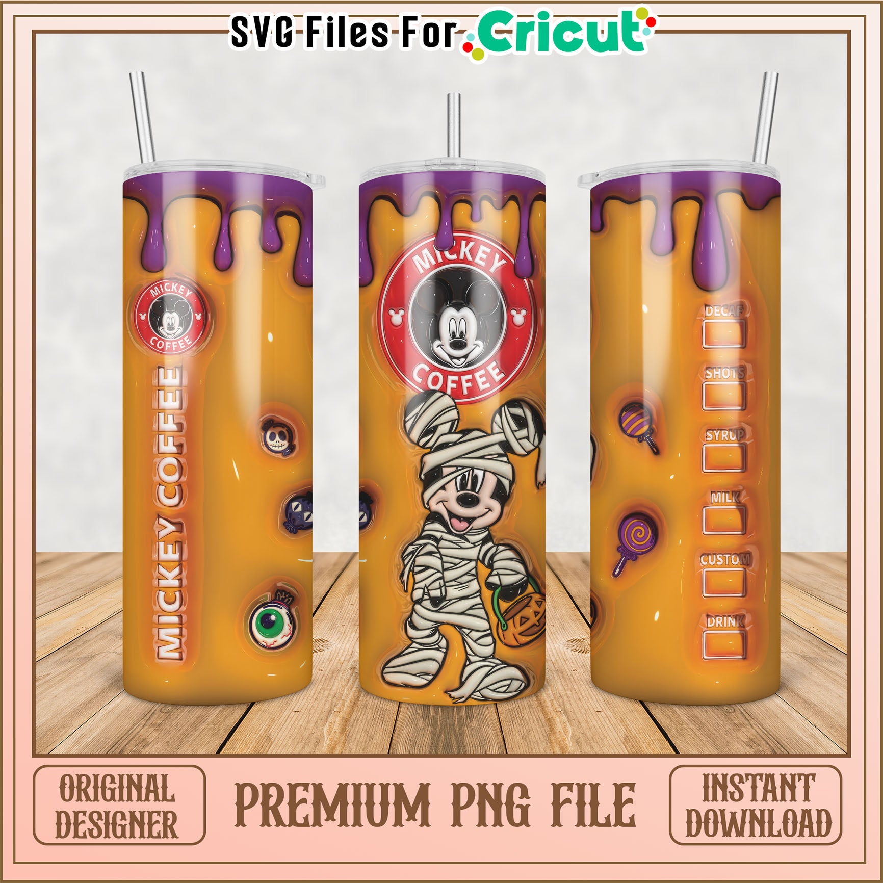 Mickey Mouse Halloween Tumbler PNG Design