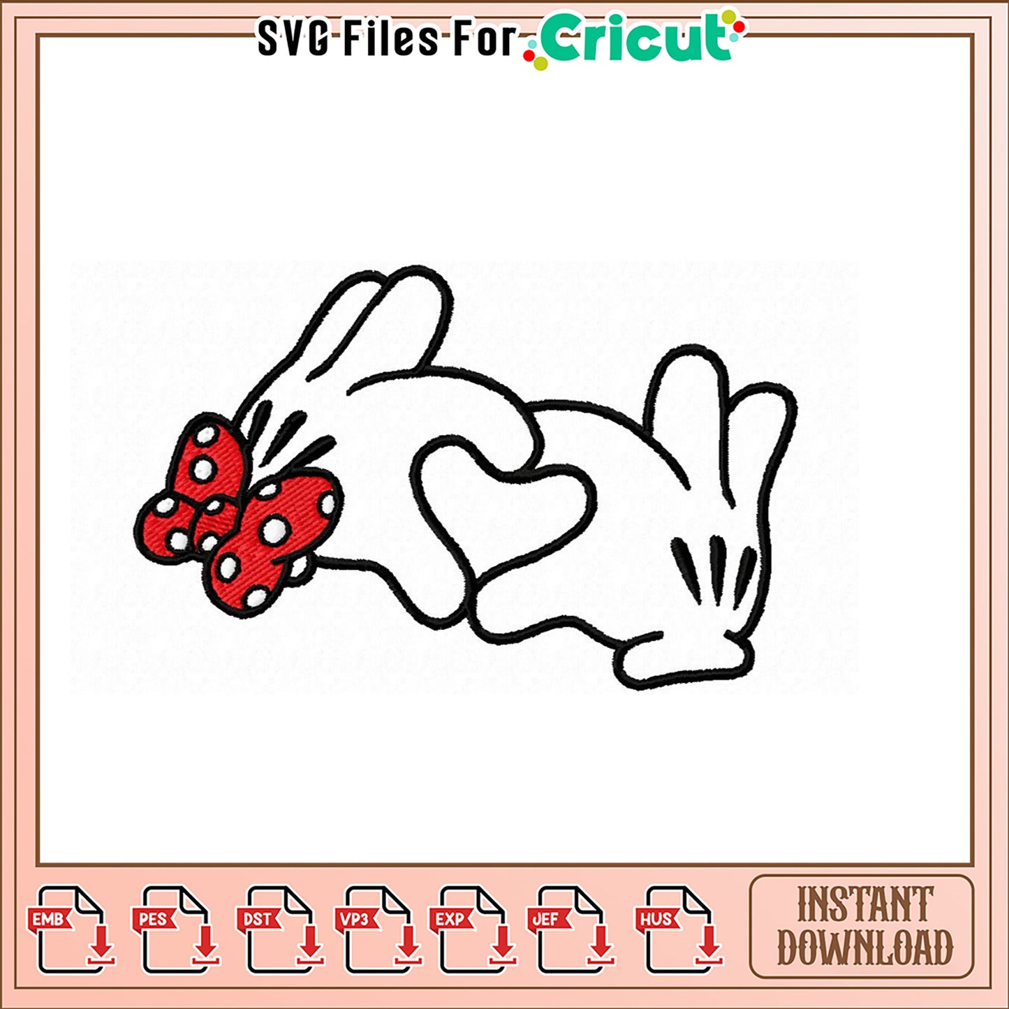 Mickey Mouse Hands Embroidery Design Instant Download