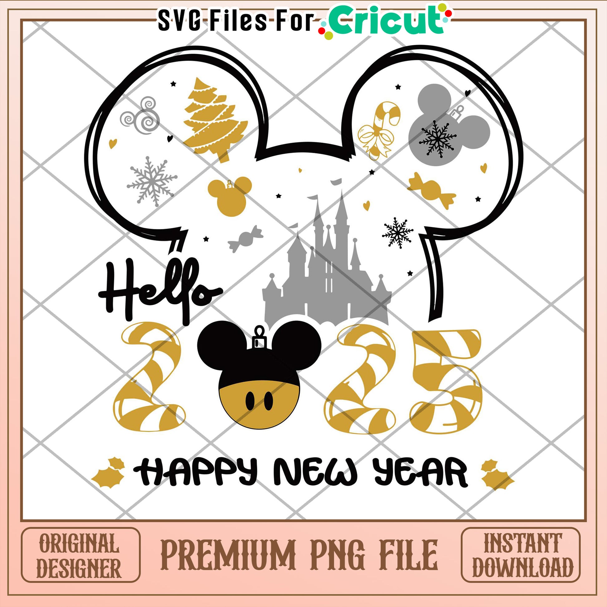 Mickey Mouse Happy New Year 2025 PNG