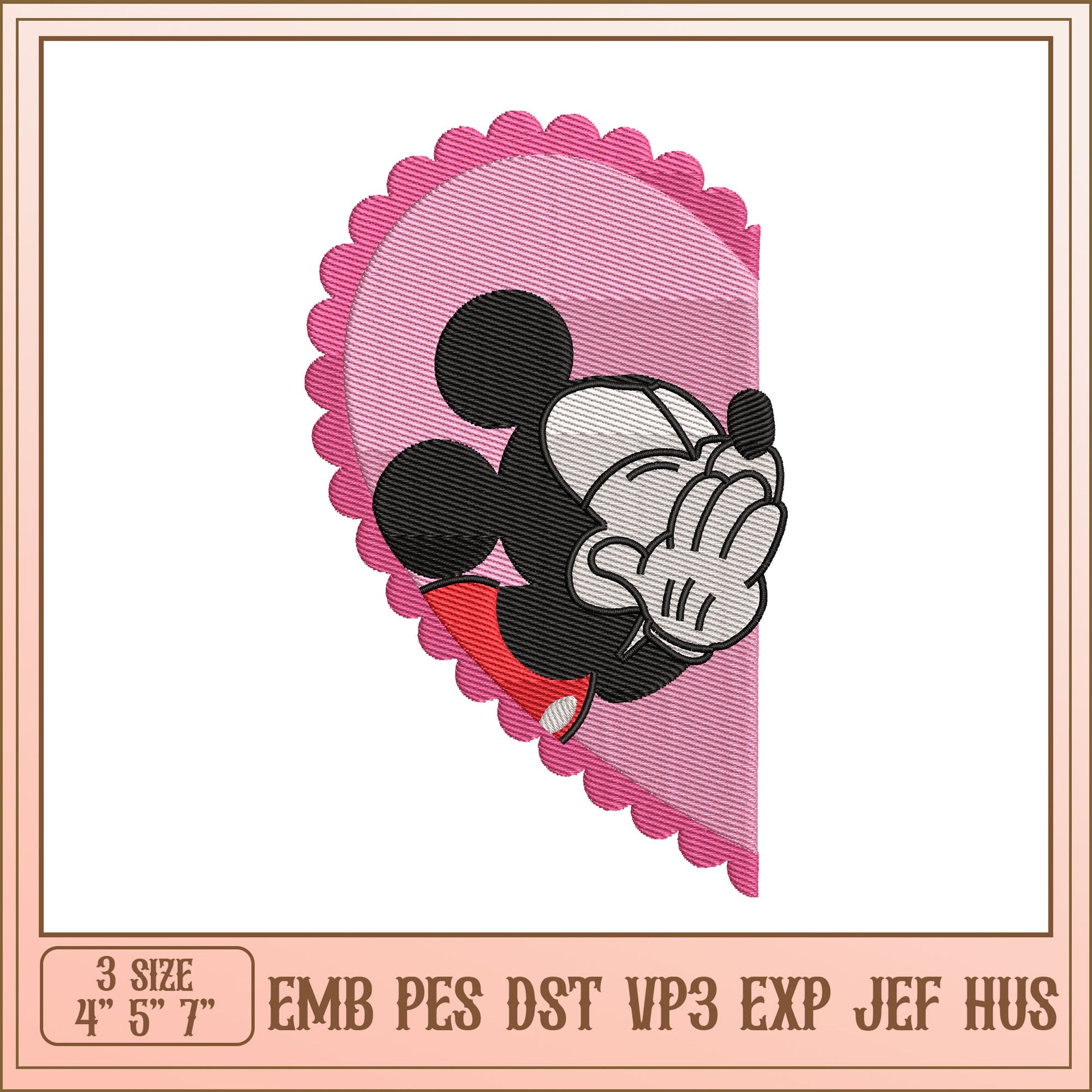 Mickey Mouse Heart Embroidery Design