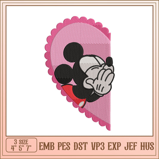 Mickey Mouse Heart Embroidery Design