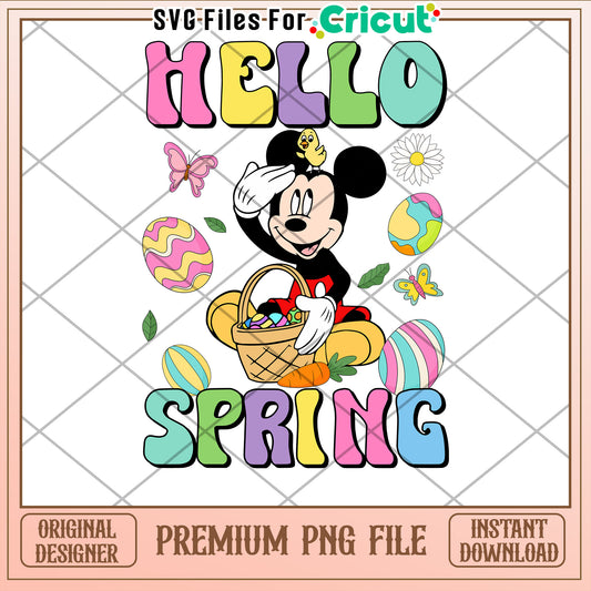 Mickey Mouse Hello Spring PNG