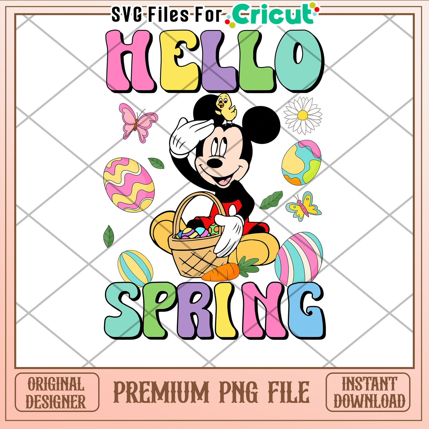 Mickey Mouse Hello Spring PNG File for Cricut Projects