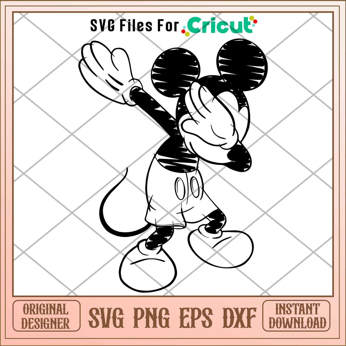 Mickey Mouse Holding Crayons coloring black svg,  Disney characters svg, Digital Download