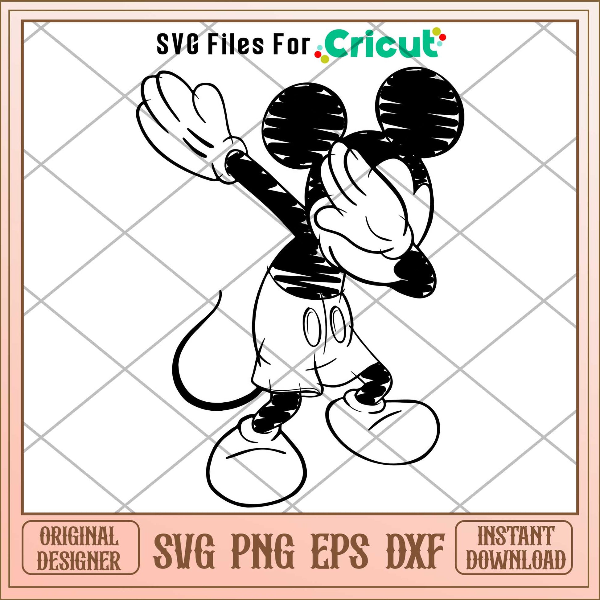 Mickey Mouse Holding Crayons coloring black svg,  Disney characters svg, Digital Download