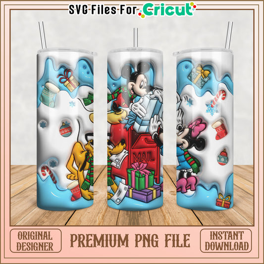 Mickey Mouse Holiday Tumbler PNG Design for Cricut Projects
